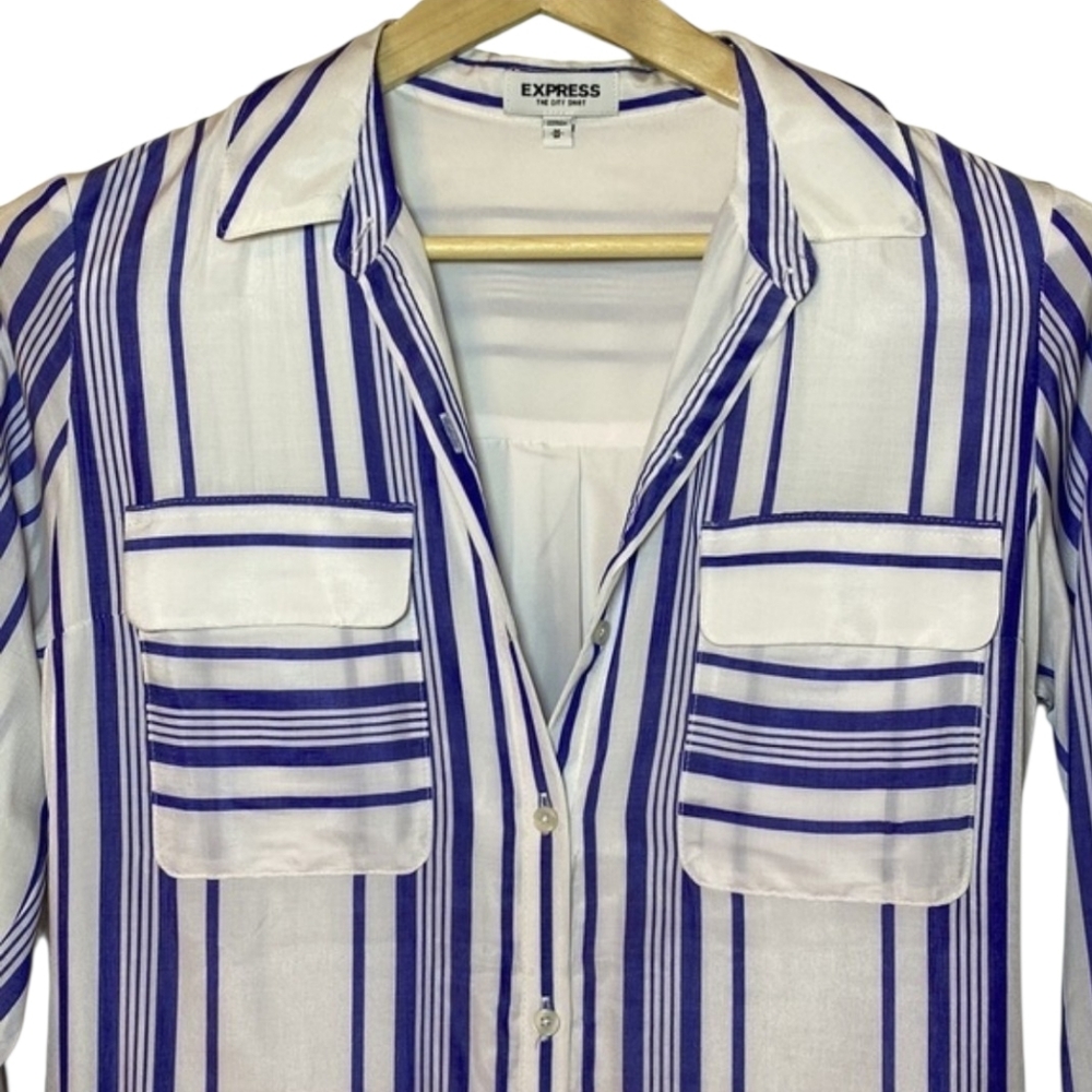 NWOT | Express City Shirt Fully Lined Dress - Picture 2 of 15